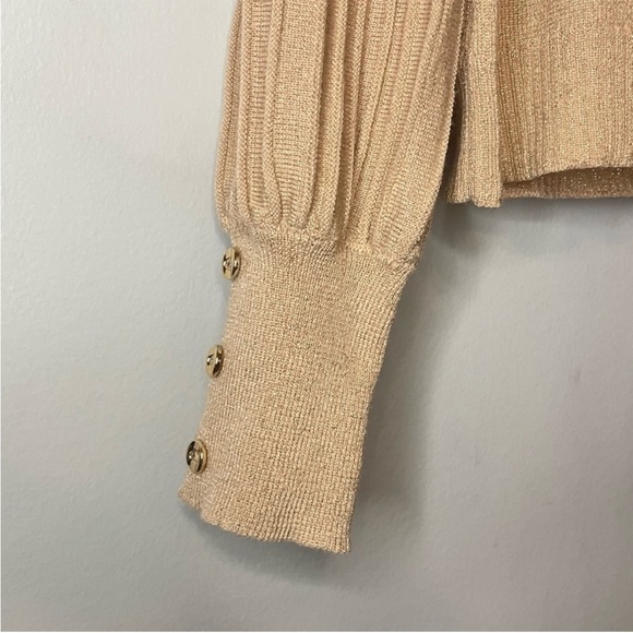 Nanette Lepore Metalic Gold Knit Sweater Scoop
Pullover Puffy Ribbed Sleeve Sz L - Picture 6 of 11